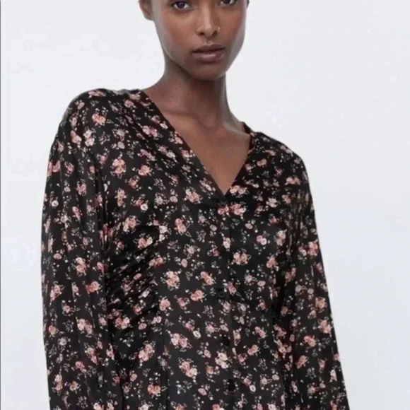 Zara floral print mini dress Medium 4661/302 - Picture 2 of 8